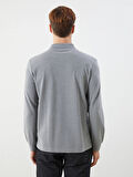 LCWAIKIKI Classic Gri Polo Yaka Uzun Kollu Pike Erkek Tişört