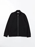LCW Vision Siyah Dik Yaka Uzun Kollu Erkek Fermuarlı Sweatshirt