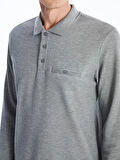 LCWAIKIKI Classic Gri Polo Yaka Uzun Kollu Erkek Sweatshirt