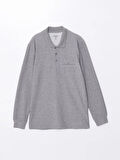 LCWAIKIKI Classic Gri Polo Yaka Uzun Kollu Erkek Sweatshirt