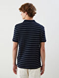XSIDE Lacivert Polo Yaka Çizgili Erkek Dokulu Tişört
