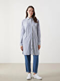LCW Grace Mavi Çizgili Kadın Gömlek Tunik