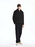 XSIDE Siyah Standart Kalıp Gömlek Yaka Süet Erkek Mont