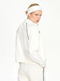 LCWAIKIKI Classic Ekru Dik Yaka Oversize Kadın Fermuarlı Sweatshirt