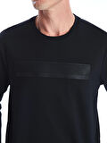LCWAIKIKI Classic Siyah Bisiklet Yaka Uzun Kollu Baskılı Erkek Sweatshirt