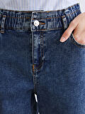 LCWAIKIKI Classic İndigo Beli Lastikli Slim Mom Kadın Jean Pantolon