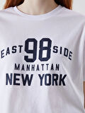 XSIDE Beyaz Bisiklet Yaka New York Baskılı Kadın Tişört