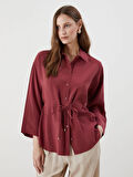 LCWAIKIKI Classic Bordo Oversize Modal Karışımlı Kadın Gömlek