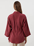 LCWAIKIKI Classic Bordo Oversize Modal Karışımlı Kadın Gömlek