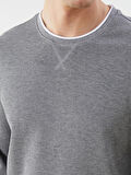 LCWAIKIKI Classic Gri Bisiklet Yaka Uzun Kollu Erkek Sweatshirt