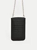 LCW ACCESSORIES Siyah Zincir Askılı Deri Görünümlü Kadın Cüzdan