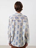 LCW Vision Mavi Desenli Oversize Kadın Gömlek