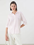 LCWAIKIKI Classic Pembe Çizgili Kadın Gömlek