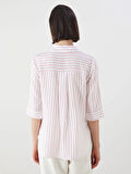 LCWAIKIKI Classic Pembe Çizgili Kadın Gömlek