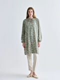 LCW Grace Haki Fırfırlı Bağlamalı Yaka Desenli Kadın Tunik