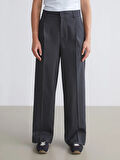 XSIDE Antrasit Geniş Paça Pileli Kadın Pantolon