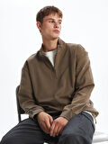XSIDE Kahverengi Dik Yaka Baskılı Erkek Sweatshirt