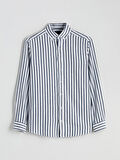 LC WAIKIKI Indigo Regular Fit Uzun Kollu Çizgili Erkek Gömlek