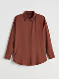 LCWAIKIKI Classic Kahverengi Dokulu Kadın Gömlek