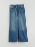 LCW Jeans Indigo Beli Kuşaklı Wideleg Kadın Jean Pantolon