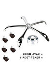 Metal Yıldız Ayak Ofis Koltuğu Ayağı+ 5 Adet Tekerlek- Yönetici Ofis Çalışma Koltuğu Ayağı