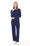 Kadın Viskon Tişört & Pantolon Takım-Lacivert