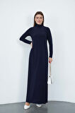 Dora Kadın Maxi Boy Balıkçı Yaka Sandy Elbise-Lacivert