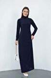 Dora Kadın Maxi Boy Balıkçı Yaka Sandy Elbise-Lacivert
