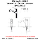 İGK YAPI – KARE Yüksek Lavabo Bataryası (KMI4001-Y)