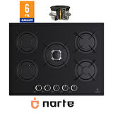 NARTE CG20070B - 70 CM , 5 Gözlü , Cam Ankastre Ocak , 6Yıl Garantili