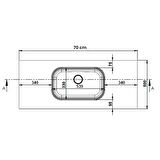 Real Stone Pure Etajerli 70x50 Siyah Granit Banyo Lavabosu