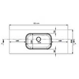 Real Stone Pure Etajerli 80x50 Siyah Granit Banyo Lavabosu