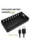 I-Gen G827 8'li Pil Şarj Aleti + 8 Adet AA 2700 mAh Şarj Edilebilir AA Şarjlı Kalem Pilli Set 1.2V Ni-MH