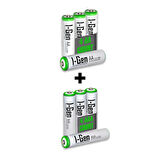 I-Gen B181 8'li Paket Şarjlı Pil 4 Adet AA 2700 mAh Şarjlı Kalem Pil + 4 Adet AAA 900 mAh Şarjlı İnce Kalem Pil 1.2V NI-MH