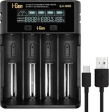 I-Gen G433 4'lü 18650 Li-Ion Akıllı Pil Şarj Aleti + 4 Adet 18650 3200MAH 10A 3.7V 11.84 Wh Li-Ion Pil Seti
