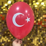10" Ay Yıldız Baskılı Balon 1+1 - 100 Adet