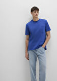 Cep Detaylı Mavi Tişört 066248-70907