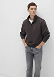 Yarı Fermuarlı Siyah Basic Sweatshirt 0S10278-70219