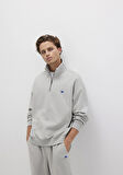 Yarı Fermuarlı Gri Sweatshirt 0S10416-80018