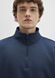 Yarı Fermuarlı Lacivert Basic Sweatshirt 0S10278-70490