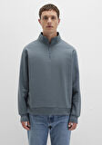 Yarı Fermuarlı Gri Basic Sweatshirt 0S10278-80889