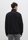 Yarı Fermuarlı siyah Basic Sweatshirt 0S10419-900