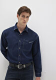 Aidan Mavi Black Vintage Indigo Mavisi Jean Gömlek 0210588-90768