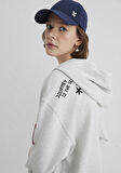 İndigo Turtles Baskılı Kapüşonlu Gri Sweatshirt 1S10382-87033