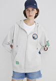 İndigo Turtles Baskılı Kapüşonlu Gri Sweatshirt 1S10382-87033