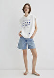 İndigo Turtles Baskılı Kapüşonlu Ekru Sweatshirt 1S10383-70057