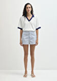 Çizgili Mavi Şort 1410220-83972
