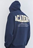 Sırt Baskılı Kapüşonlu Lacivert Sweatshirt 0S10375-89353