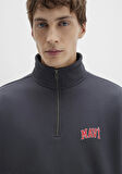 Mavi Logo Baskılı Yarı Fermuarlı Antrasit Sweatshirt 0S10208-80106