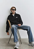 Mavi Logo Baskılı Yarı Fermuarlı Siyah Sweatshirt 0S10208-900